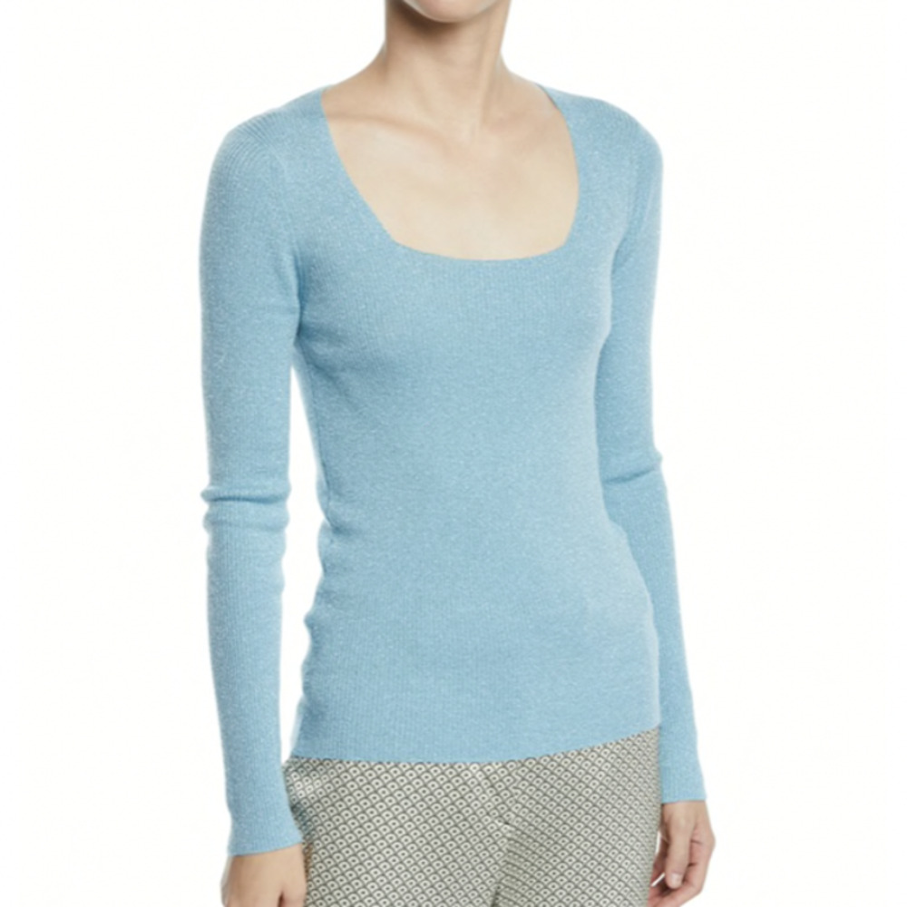ETRO Scoop Neck Shimmer Lightweight Long Sleeve Sweater - Picture 5 of 6